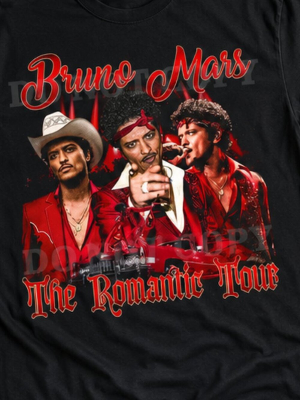 Bruno Mars The Romantic Tour 2026 Double Sided Concert Graphic T-Shirt S-5XL - Picture 2 of 3